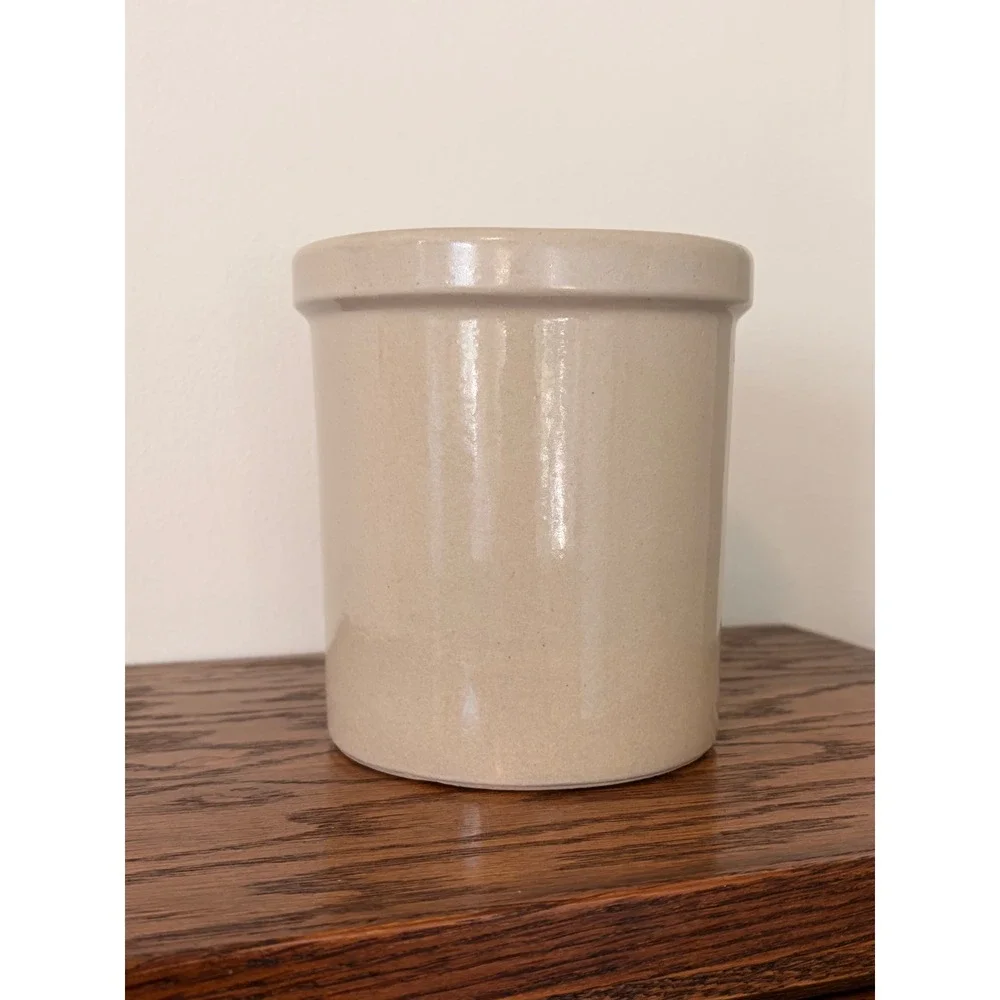 Vintage RRP Co Roseville Ohio Stoneware Crock Blue Flower Basket